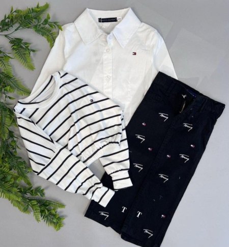 SET TOMMY - T.shirt white a skirt black