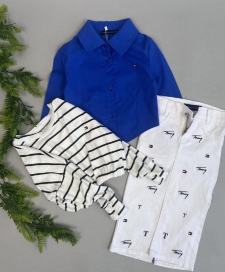 SET TOMMY - T.shirt blue a skirt white