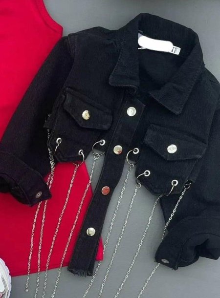 jacket jeans - black